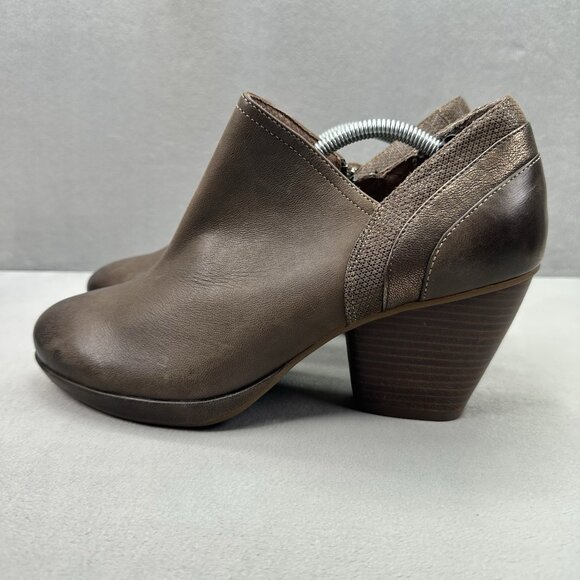 Womens 10.5-11 (EU 41) Dansko Marcia Ankle Booties Brown Leather Heeled Wedge - Picture 3 of 8